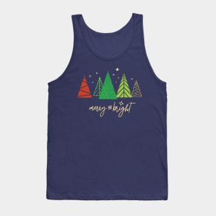 Merry and bright Christmas tree collection, illustrated Tank Top